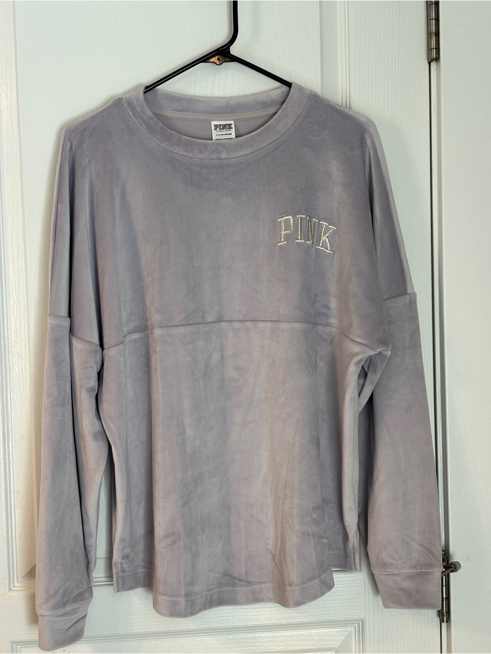 PINK Victoria's Secret Lavender Long-Sleeve Pullover Velour Shirt! New - Small
